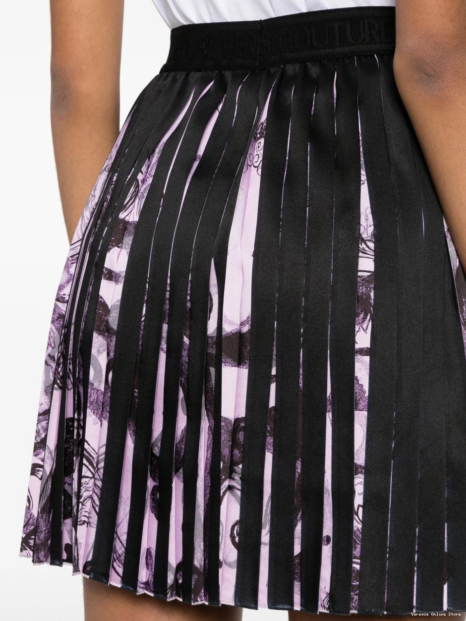 Affordable Couture Jeans skirt mini Watercolour pleated Barocco Women Versace 0328